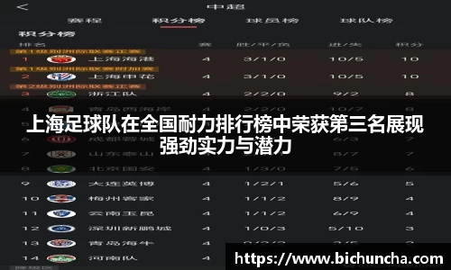 上海足球队在全国耐力排行榜中荣获第三名展现强劲实力与潜力